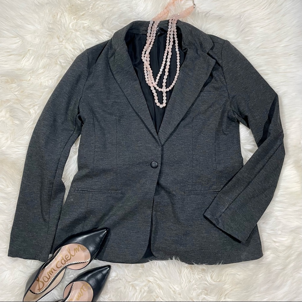 Gray one button blazer - L